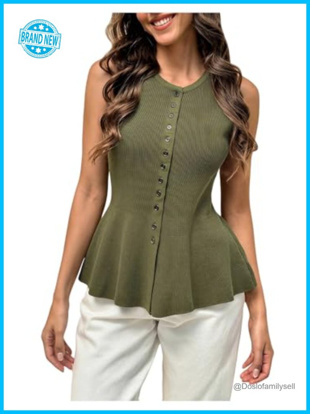 WDIRARA Button Down Sweater Vest Crew Neck Sleeveless Cardigan